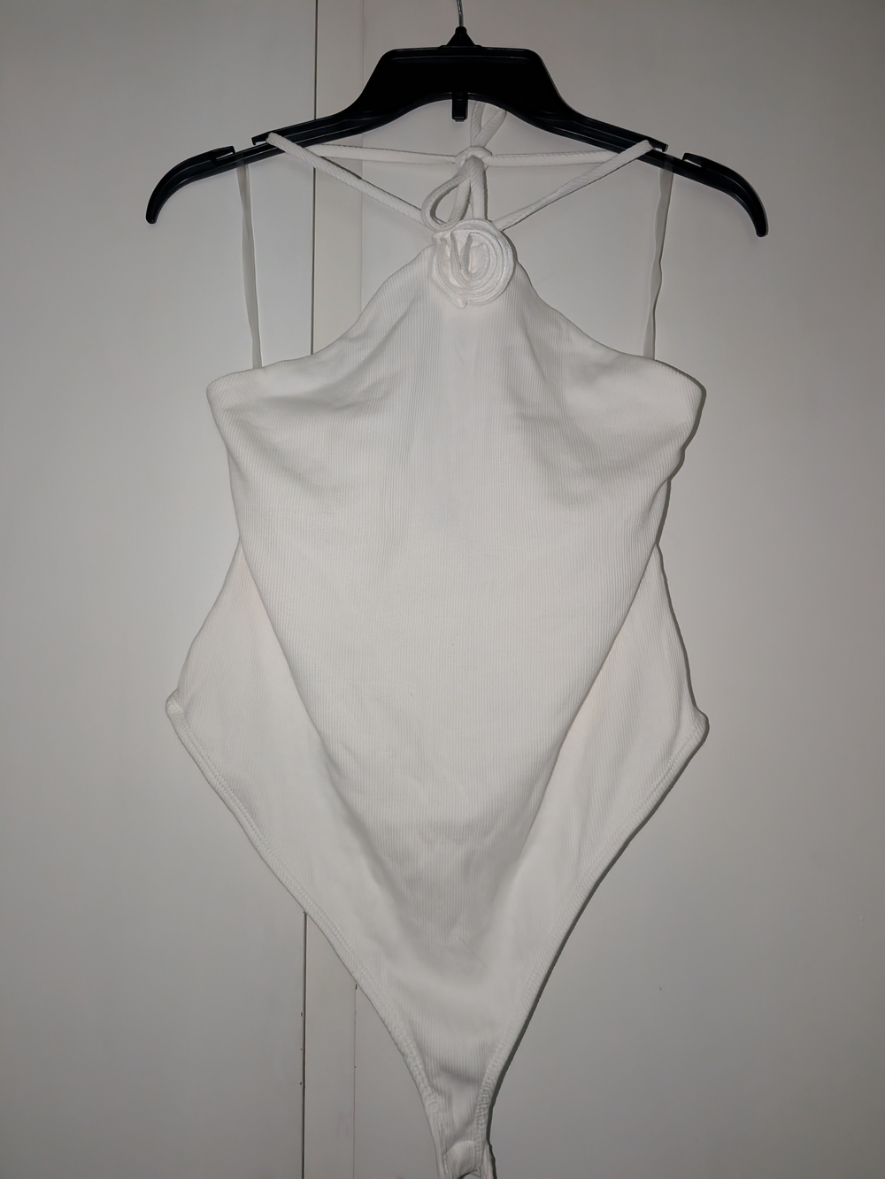 wild fable White Ribbed Halter Bodysuit